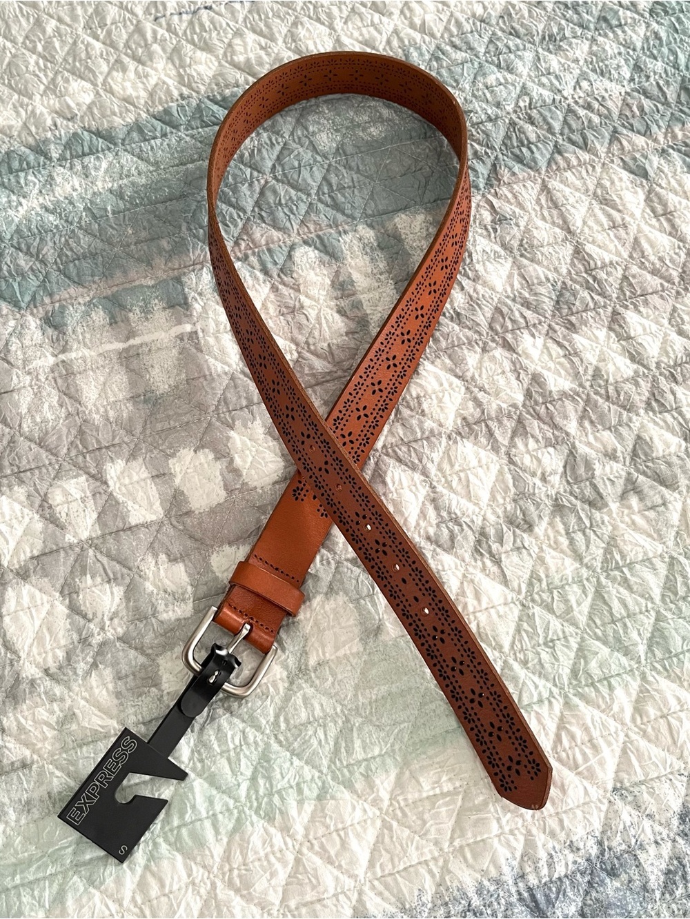 EXPRESS Tan Brown Perforated Leather Belt 10052